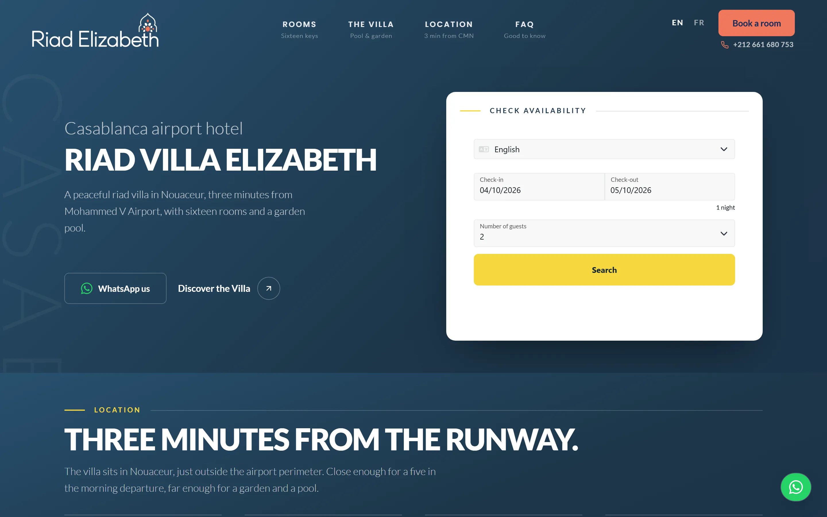 The Riad Villa Elizabeth homepage as it looks today